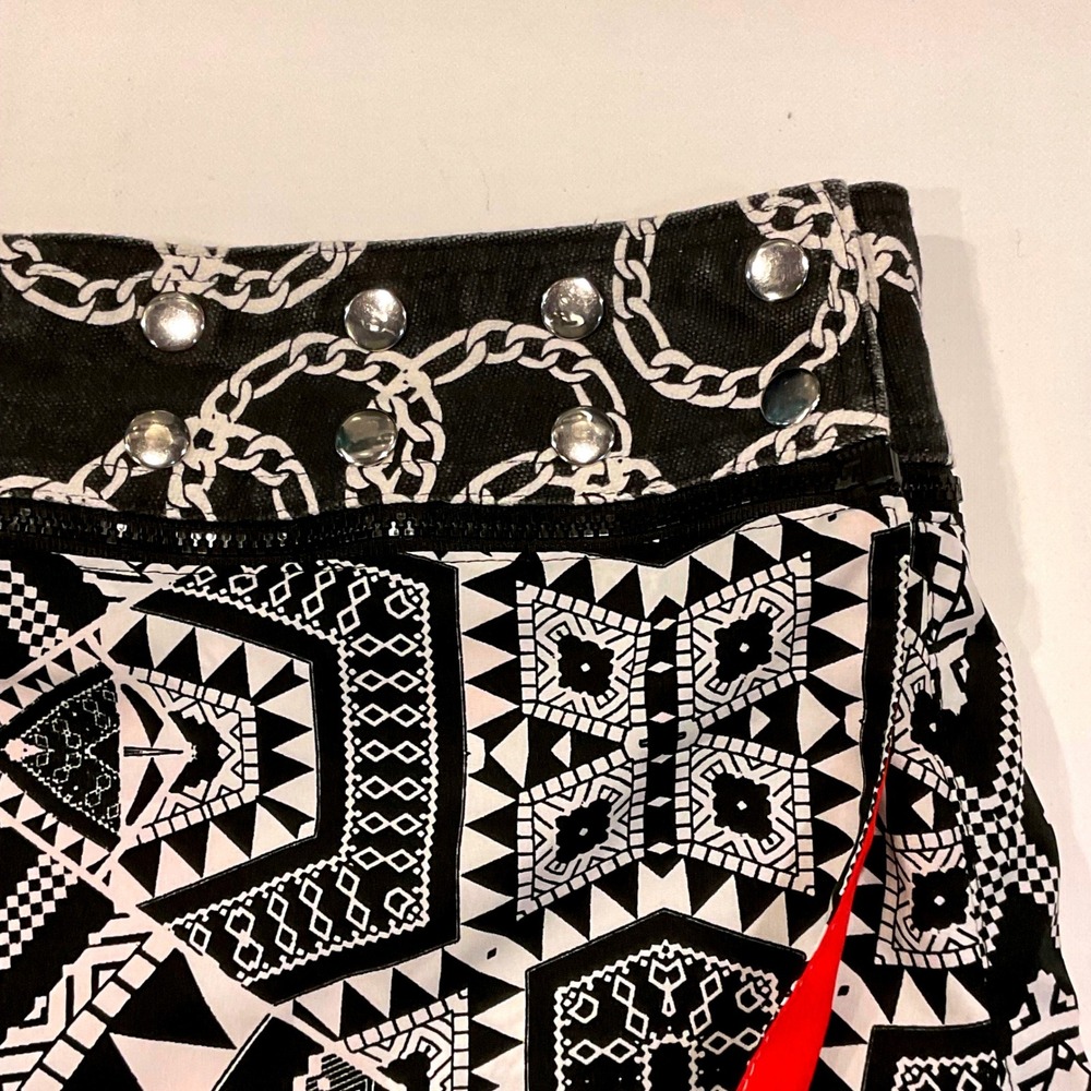 ZAND AMSTERDAM Reversible skirt Snap Adjustable geometric S M L boho bag retro - Picture 8 of 16